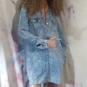 New Look Blue Long Sleeve Cuffed Collar Shirt Dress